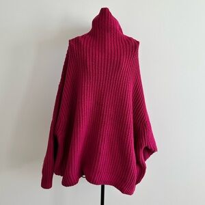 Free People Fuchsia Cowl Neck Sweater